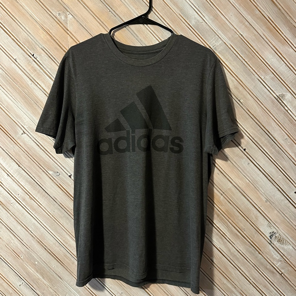 Adidas Men's Dark Gray & Black Short Sleeve Tee Athletic Top